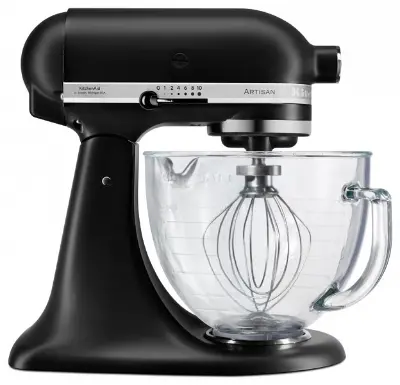 KitchenAid Artisan robotgép üvegtállal 4, 8L (matt fekete) (5KSM156EBM) ajándék választható tállal