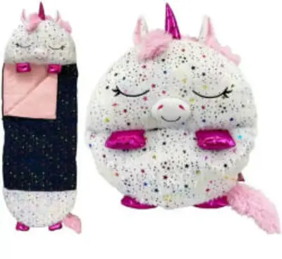 TM Toys Happy Nappers: 2 az 1-ben hálózsák és párna - Csillám unikornis, 137 cm (HNS6720)