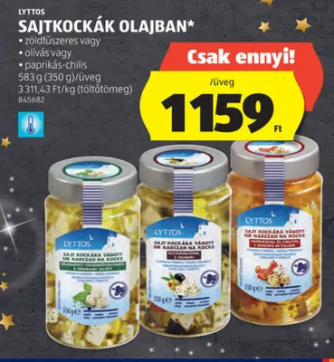 MILFINA LYTTOS Sajtkockák olajban, 583 g