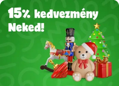15% kedvezmény a teljes árú, saját márkás termékekre