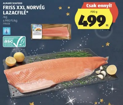 Norvég lazacfilé, /kg