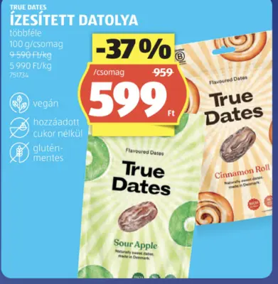 True dates Ízesített datolya, 100 g (többféle)