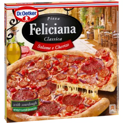 Dr. Oetker Feliciana gyorsfagyasztott pizza szalámival és chorizo 320 g
