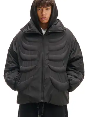 Fekete kapucnis kabát (174FN-99X)