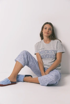 Mickey szürke pamut kaprinadrágos pizsama