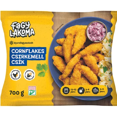 Fagylakoma cornflakes csirkemell csík, 700 g