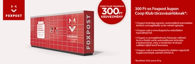 300 Ft-os Foxpost kupon a Coop Klub tagoknak