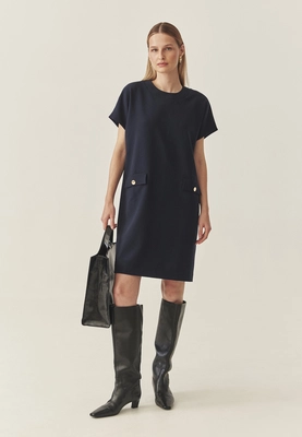 NőI ruha díszített zsebekkel - menirko szín sötétkék