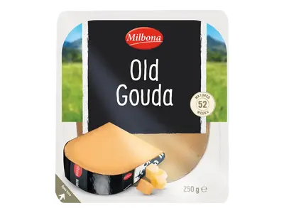 Milbona Old gouda sajt, 250 g, 52 hét érlelés
