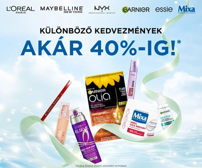 L'Oréal Paris, Maybelline, Garnier, Mixa, NYX, Essie akár 40%