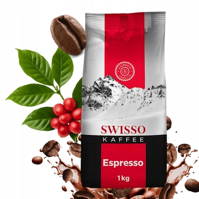 Szemes kávé 1kg Arabica 100% Frissen pörkölt Espresso Aromás Swisso