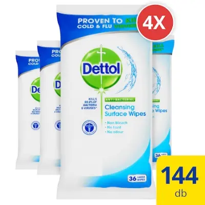 Dettol Antibakteriális felülettisztító törlőkendő, 4 x 36 db