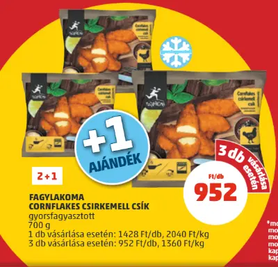 PENNY - 3x Fagylakoma cornflakes csirkemell csík