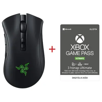 Razer DeathAdder V2 Pro vezeték nélküli gaming egér + 3 hónap Gamepass Ultimate, Optikai kapcsolók, 2.4 GHz-es HyperSpeed & Bluetooth, Chroma RGB vilá