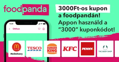 Egyszer használható 3000/4500 Ft -os kupon | foodpanda