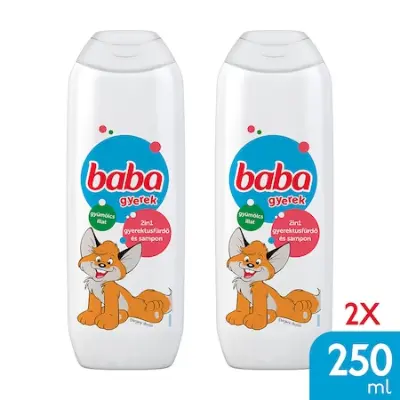 Baba 3in1 gyerek tusfürdő, gyümölcs illatú, 2x250 ml