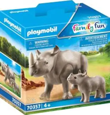 Playmobil Family Fun, Large Zoo - Orrszarvú a kicsivel