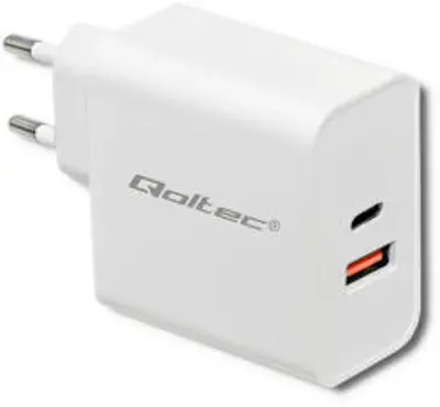 Qoltec 51714 fali töltő | 18W 5-12V 1.5-3A USB type C PD QC 3.0