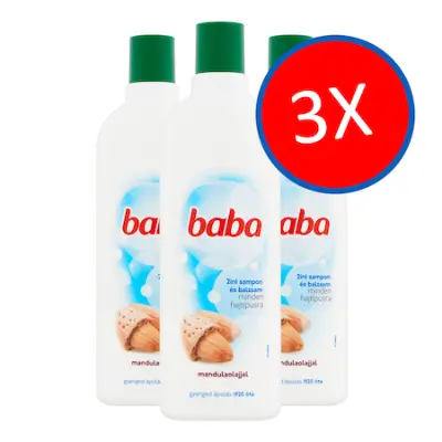 3x Baba 2in1 sampon és balzsam mandulaolajjal, minden hajtípusra, 400 ml