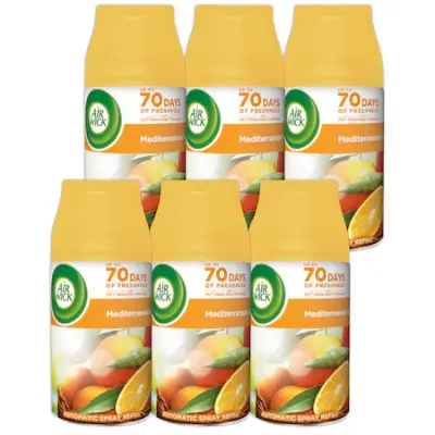 Air Wick légfrissítő spray utántöltő, többféle, 6x250ml + 1 utántöltő és légfrissítő készülék