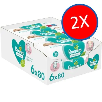 Pampers Sensitive Babatörlőkendő, 12 csomag x 80 db, 960 darab