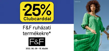 25% kedvezmény F&F ruházati termékekre Clubcarddal