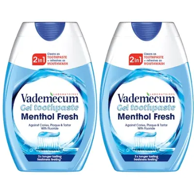 Vademecum 2:1 fogkrém+szájöblítő Menthol Fresh, 2x75 ml