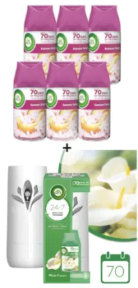Air Wick Freshmatic Automata Légfrissítő spray utántöltő, többféle, 6x250ml + automata légfrissítő