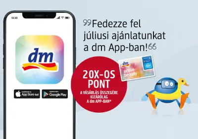 20x-os pont a vásárlás összegére a dm appban