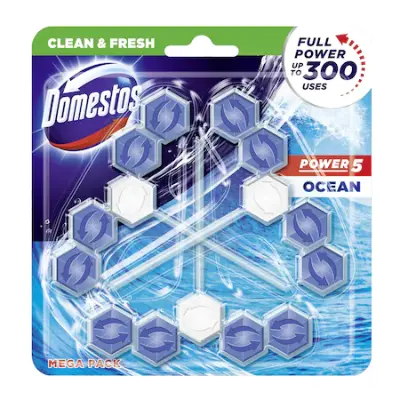 Domestos Power 5 Ocean vagy Levendula wc illatosító, 6x55 g