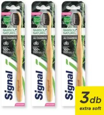 Signal Bamboo Natural Charcoal extra soft fogkefe, 3 db (3x 8720181075308)