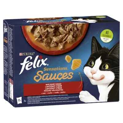 FELIX SENSATIONS SAUCES Házias válogatás szószban nedves macskaeledel, 12x85g