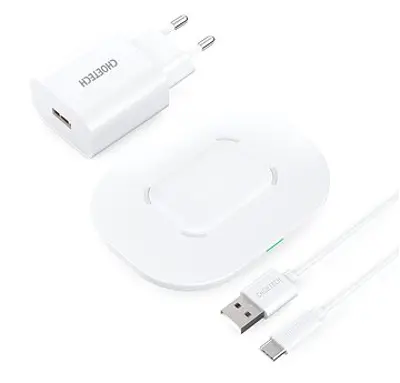 Choetech 15 W Wireless Fast Charger White + AC Cable 1 m vezeték nélküli töltő