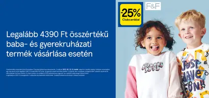 25% kedvezmény baba- és gyerekruházati termékekre