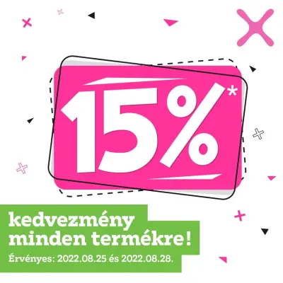 15% kedvezmény minden termékre