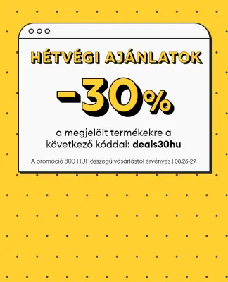 30% kedvezmény a megjelölt termékekre