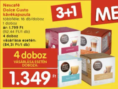 Nescafé Dolce Gusto kapszula akció (4 doboz)